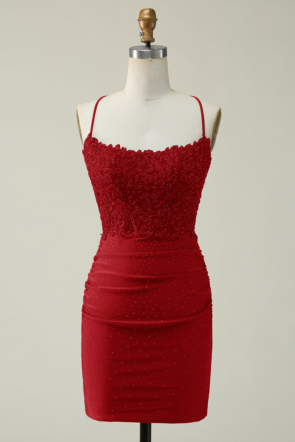 Hot Selling Bodycon Spaghetti Straps Dark Green Short Homecoming Dress with Appliques