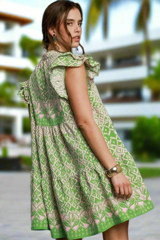 Full Size Mixed Print Mini Resort Dress