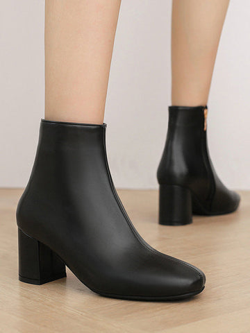 Round-Toe Split-Joint Zipper Pumps Boots