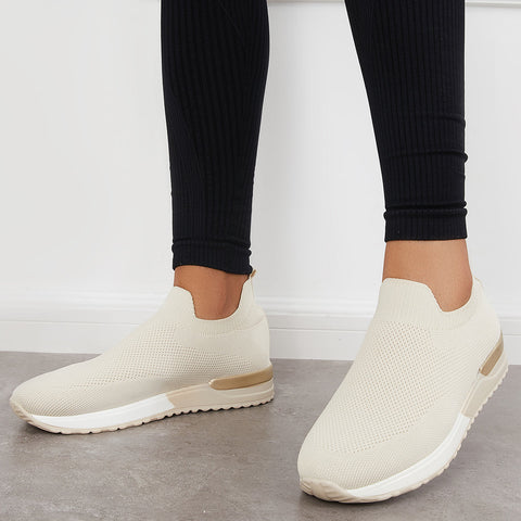 Lässige Slip-on-Strick-Loafters, atmungsaktive Wanderschuhe