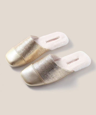 Frauen Silber Hausschuhe Schuhe Spleißen Fuzzy Wolle Gefüttert