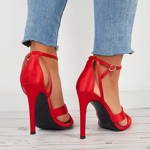 Cross Knot Stilettos Open Toe High Heels Ankle Strap Sandals