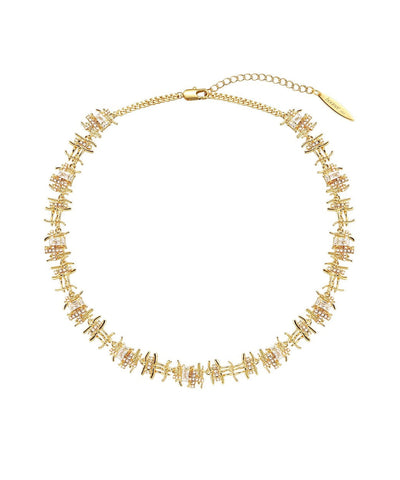 Fine Gold Metal Gem Stone Collar Necklace