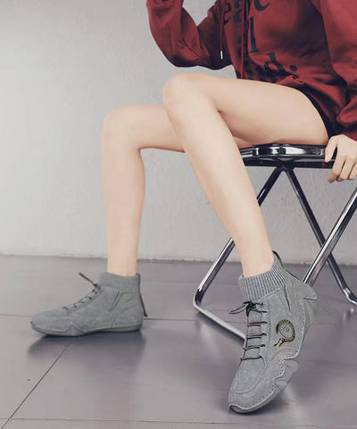 Italienische High-Top-Freizeitschuhe aus echtem Leder für Damen