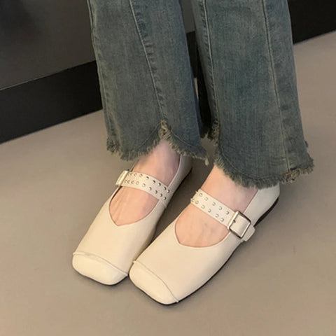 Ballett Tanz Wohnungen Frauen Loafer Schuhe Karree Kleid Flach Weiche Schuhe 2024 Mode Gemütliche Designer Frühling Casual Femme Schuhe