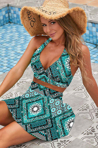 Bunter Streifen-Bikini mit schmeichelndem Neckholder-Kragen