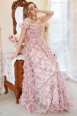 A-Linie Herzausschnitt Elfenbein Rot Blume Ballkleid Übergröße