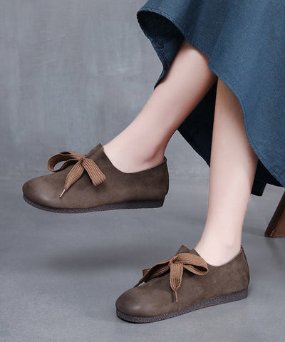Handgemachte Retro Kaffee Rindsleder Flats Schuhe
