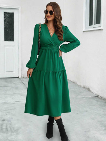Langärmliges Midi-Bürokleid