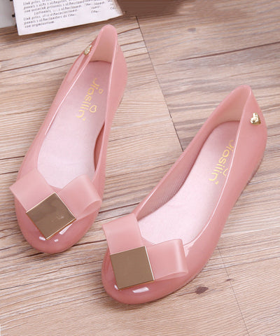 Einzigartige bequeme Spleißen klare Plattfüße Schuhe Pink