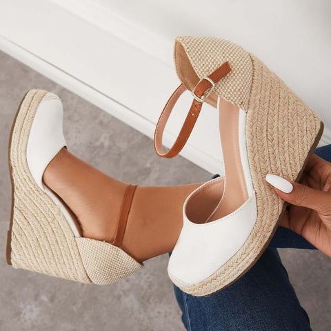 Closed Toe Espadrilles Wedges Platform Ankle Strap Dress Sandals