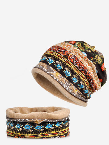 Damen Vintage Blumen Gespleißter Plüschhut