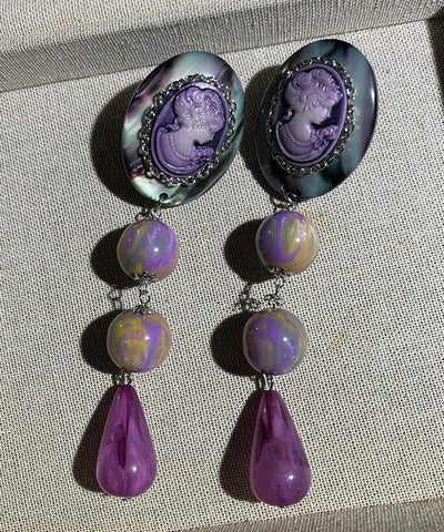 Style Purple Relief Acrylic Drop Earrings