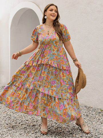 Plus Size Tiered Ruffled Resort Maxi Dress