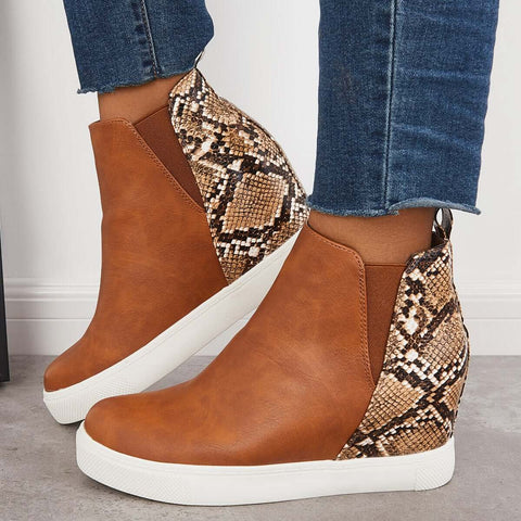 Slip on Hidden Wedge Sneakers Platform Wedge Booties