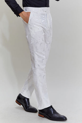 White Jacquard Satin 2 Piece Shawl Lapel Men's Prom Suits