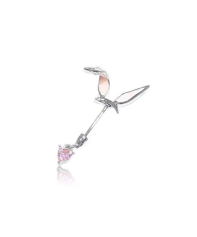 Fine Pink Stainless Steel Little Rabbit Arc Love Single Stud Earrings
