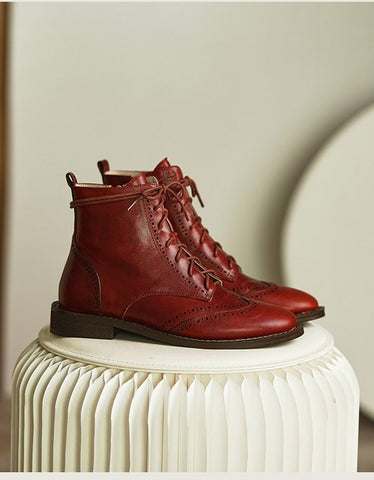 British Style Handmade Vintage Lace-up Oxford Boots