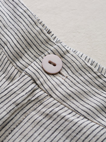 Women Summer Vintage Stripe Thin Loose Wide-leg Linen Pants