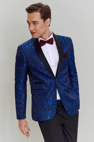 Königsblauer, zweiteiliger Slim Fit Herrenanzug mit Schalkragen