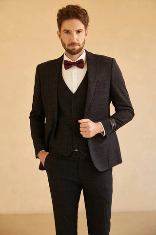 Schwarzer Hochzeitsanzug mit Revers und einem Knopf für Männer