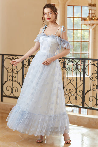 Prinzessin A-Linie schulterfreies hellblaues langes Ballkleid