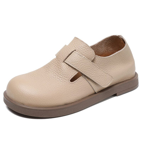 Spring Retro Soft Solid Leather Flat Casual Shoes