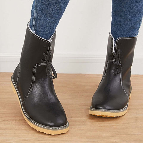 Warm Cotton Lined Snow Ankle Boots Wide Width Flat Booties