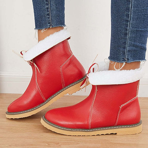 Warm Cotton Lined Snow Ankle Boots Wide Width Flat Booties