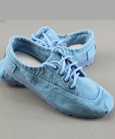 Simple Pink Cotton Fabric Flat Shoes For Women Cross Strap Flat Shoes