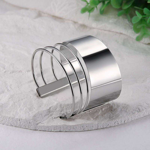 2022New Boho Wide Line Cuff Open Bracelet Punk Cool Psycho Shiny Ring Bracelet Ladies Adjustable Wrist Accessories Girls Jewelry