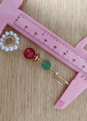 Women Sunflower Pearl Long Drop Earrings