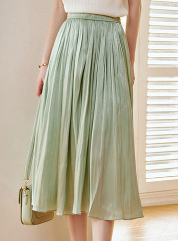 Clara French Style High Rise Vacation Full Skirt-Green