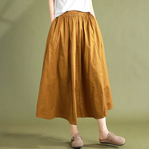 Summer Solid Casual Patchwork Cotton Skirt