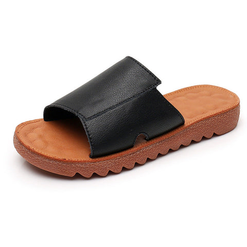 Flache Retro-Leder-Freizeitschuhe für den Sommer