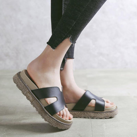 Cozy 2022 Leather Casual Flat-Bottomed Slippers