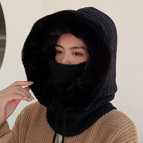 Women Winter Knitted Plush Solid Warm Hats