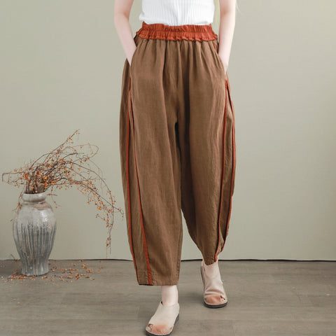 Summer Linen Patchwork Casual Loose Pants