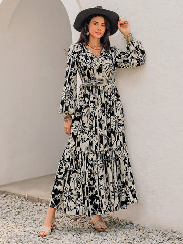 Resort Maxi-Langarmkleid
