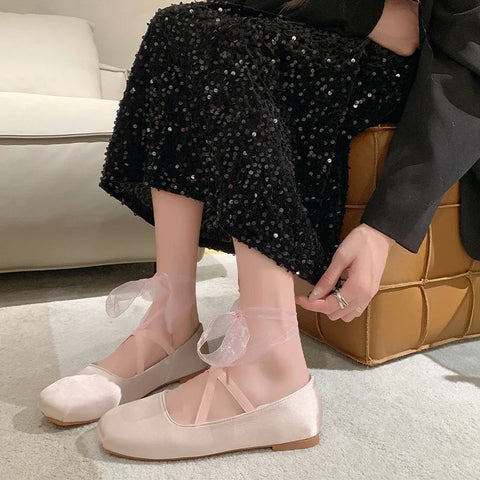 Ballett Tanz Wohnungen Schuhe Frauen Frühjahr Neue Flache Kleid Schuhe Mode 2024 Marke Walking Mode Mujer Casual Zapatillas Elegante