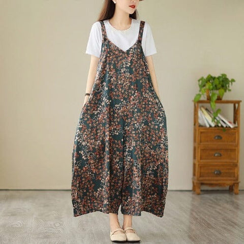 Women Summer Loose Floral Jumpsuit