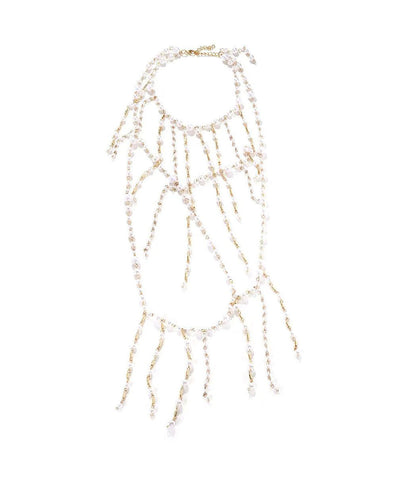 Boutique Black Alloy Glass Beading Tassel Pendant Necklace