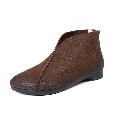 Autumn Retro Solid Soft Leather Casual Shoes