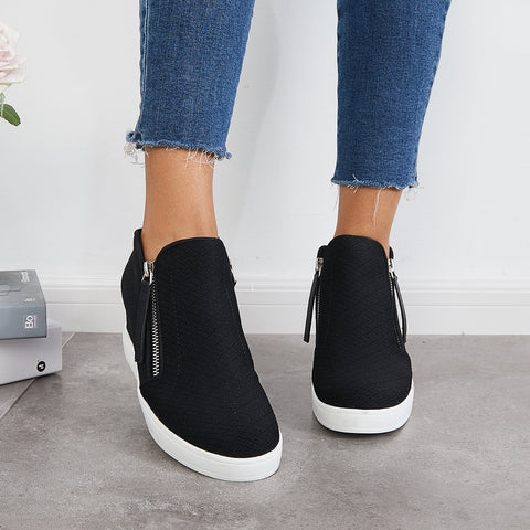 Casual Hidden Wedge Sneakers Platform Wedge Booties