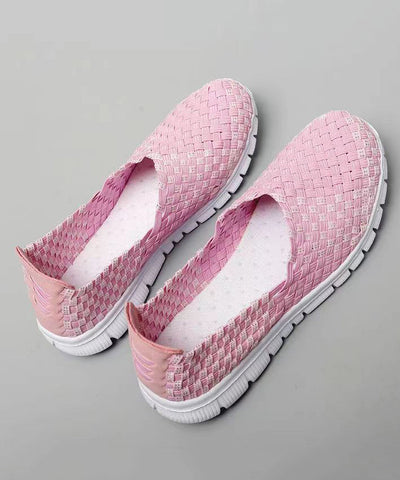 Rosa Flache Schuhe Strickstoff Lässig Bequem Spleißen