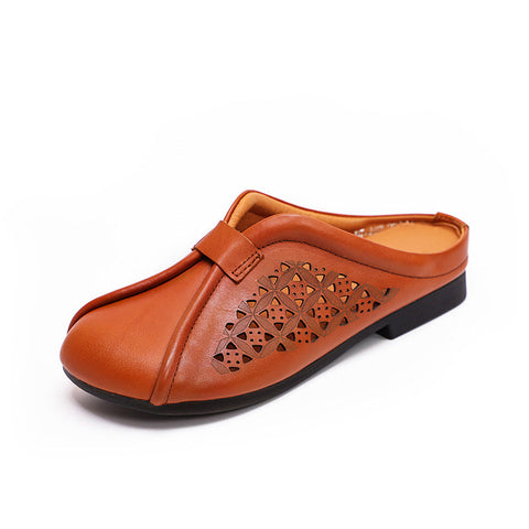Women 2022 Hollow Leather Casual Slippers