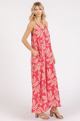 Tropical Vacation Maxi Cami Dress with Pockets