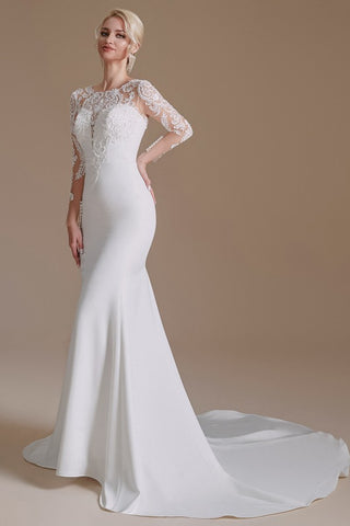 Long Sleeves Mermaid Lace Wedding Dress Online