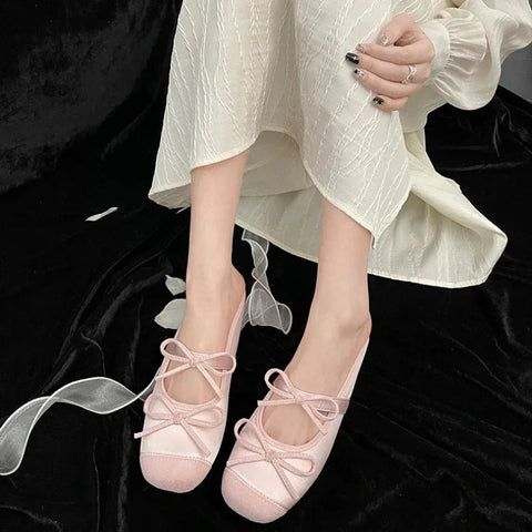 2024 New Spring Summer Butterfly Flat Ballet Slippers  Women's Shoes Retro Mary Jane Shoes Ballet Flats Women Zapatos Mujer