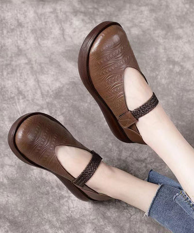 Handgefertigte flache Schuhe aus Mulberry-Plateau-Rindsleder mit Schnürung und Prägung
